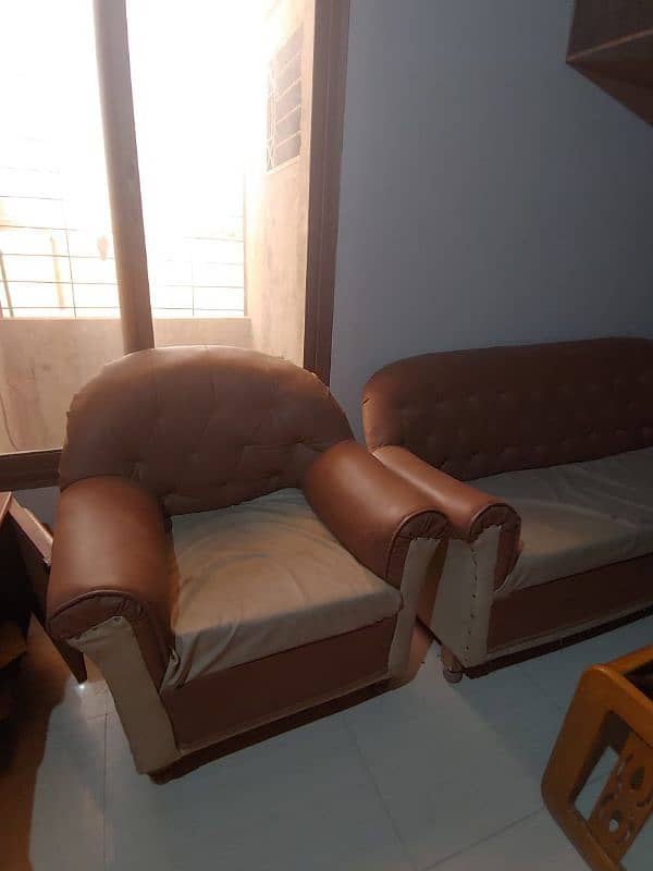 brown and skin sofa set 4