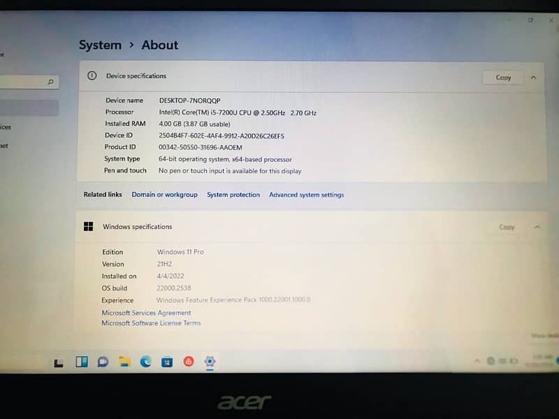 acer laptop cor i5 7th generation just like new 6