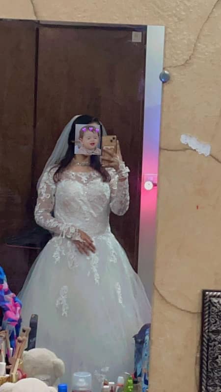 christain wedding dress on rent with veil and gloves 2