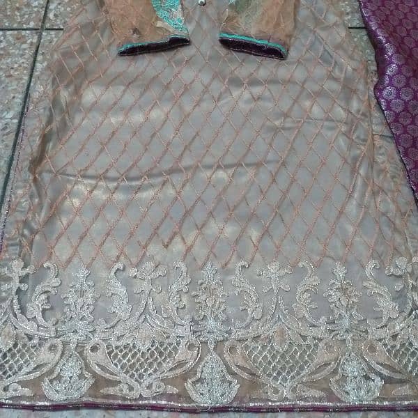 net ki shirt with jamawar trouser with net ka dupatta 1