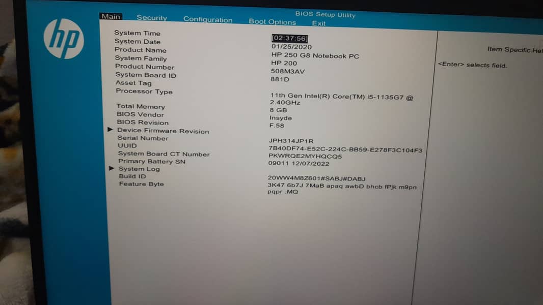 HP 250 G8 NOTEBOOK I5 11th Gen 8GB RAM WITHOUT SSD 1