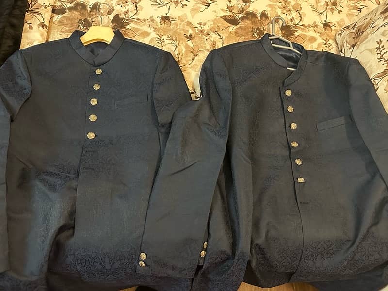 Navy blue and beige sherwani for wedding 4