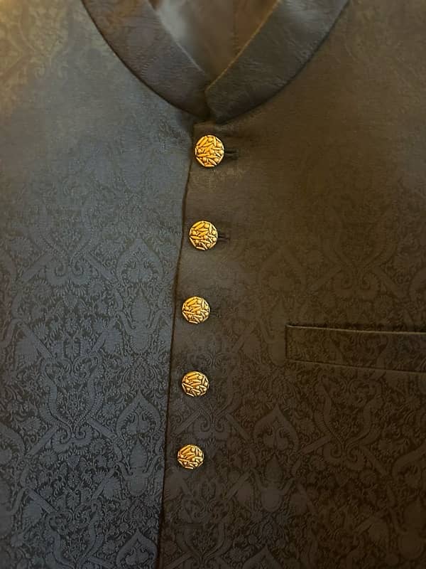 Navy blue and beige sherwani for wedding 5