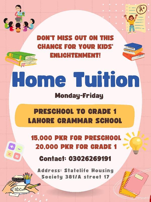 Coaching (Home Tuition) Preschool-Grade 1 0