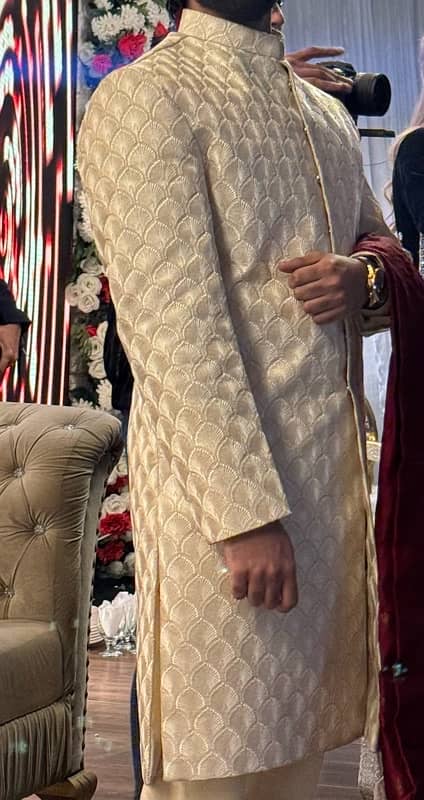 Navy blue and beige sherwani for wedding 6