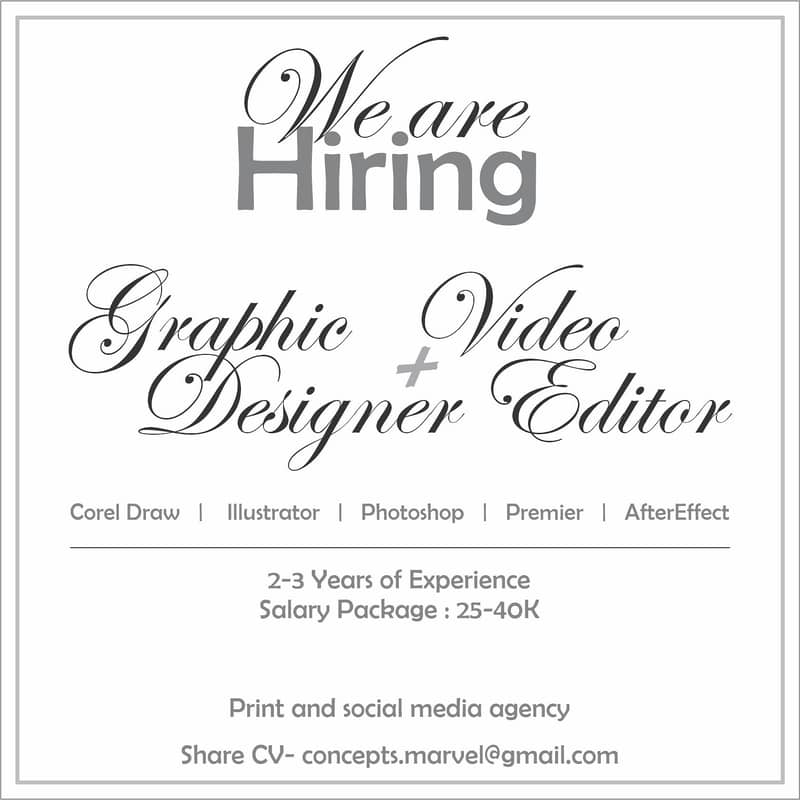 Graphic Designer + Video Editor Ofiice Based Job 0