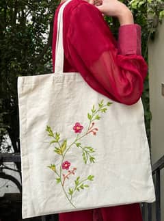 embroidered tote bag