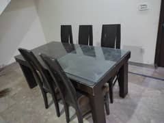 Dining table with 6 chairs, solid