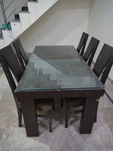 Dining table with 6 chairs, solid 4