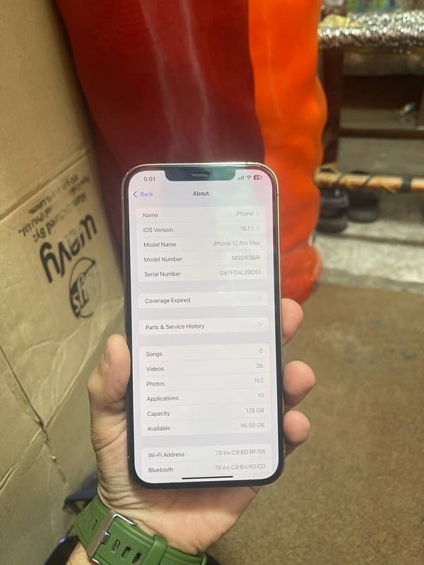 IPhone 12 Pro Max 128 GB non pta full ok 80% battery health 0