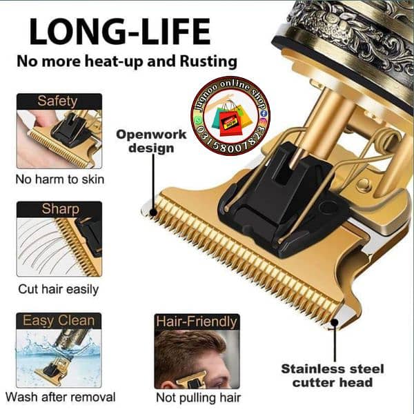 men's golden ABS Alloy Hair trimmer rechargeable waterproof & more 4