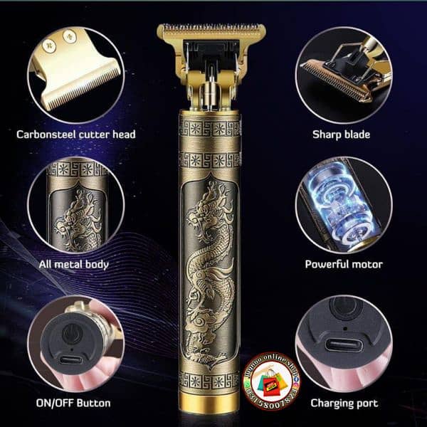 men's golden ABS Alloy Hair trimmer rechargeable waterproof & more 5