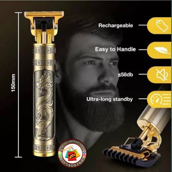 men's golden ABS Alloy Hair trimmer rechargeable waterproof & more 7