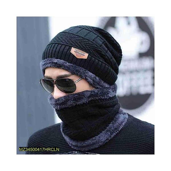 Beanie Wool Cap With Neck Warmer 0