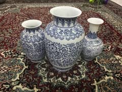 set of three vase decoration pieces