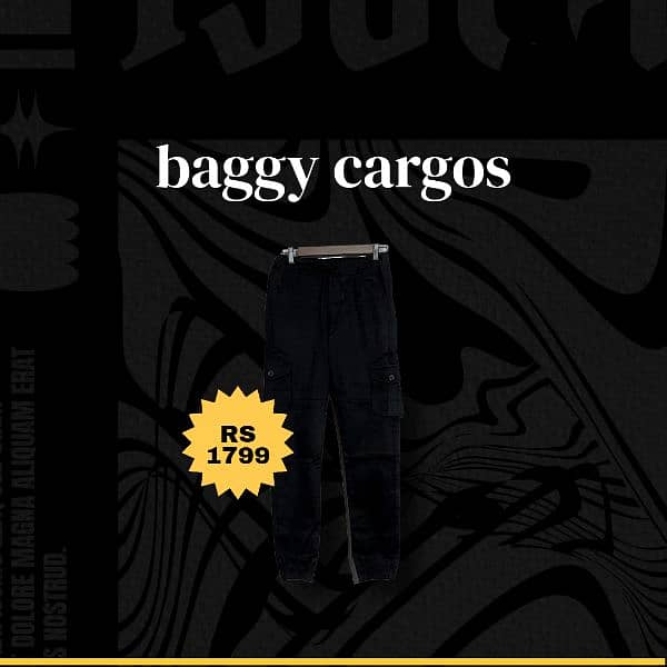 cotton six pockets cargo for men. trendy yet casual baggy cargos 1