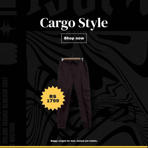 cotton six pockets cargo for men. trendy yet casual baggy cargos 4