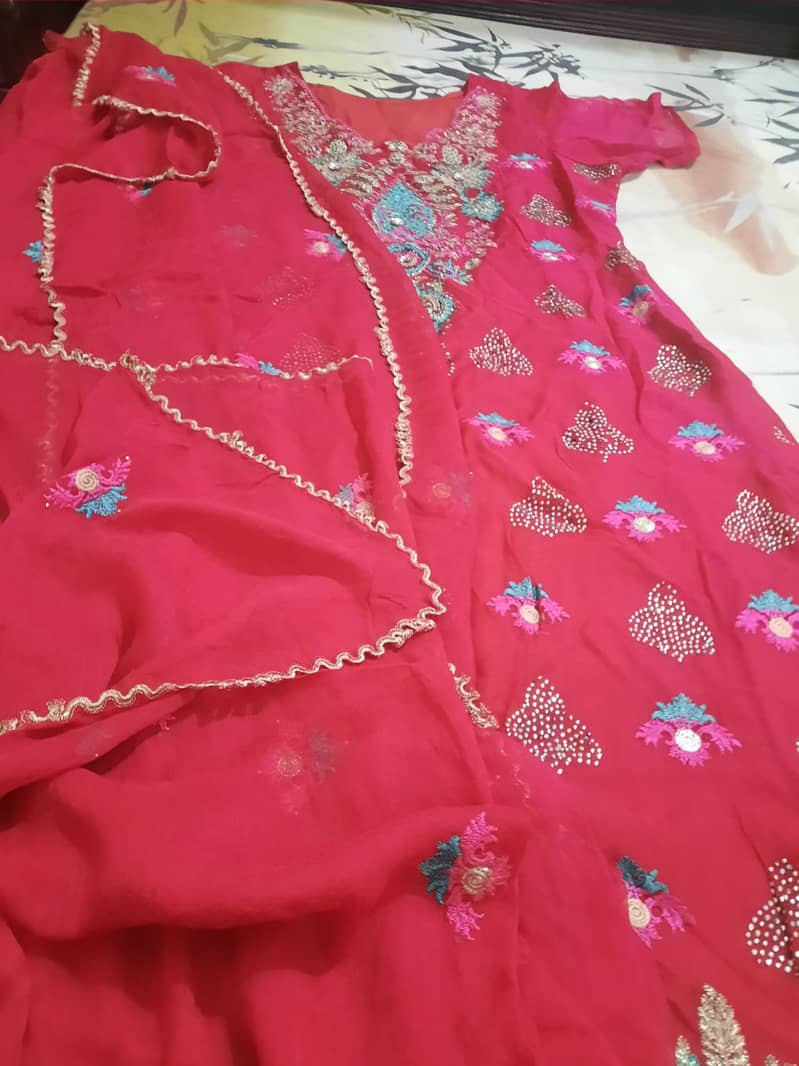 Beautiful Pink colour Stitched Shirt Trousers and Dopatta at Rs. 3000 2