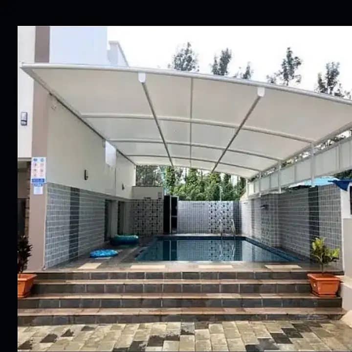 Tent Pool Sheds|Tensile Sheds Parking Shades|PVC|Tarpal|Green Net| 1