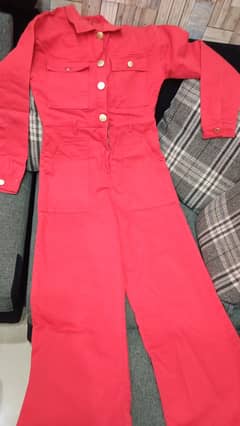 Red colour winter jumpsuit