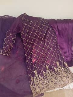 plum colour Net and silk Stitch dress medium size