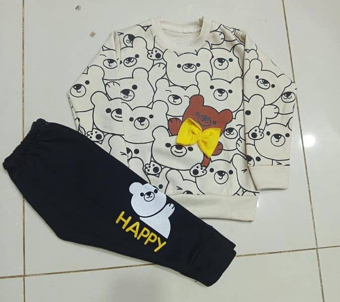 2 piece boy Fleece printed sweatshirt Tracksuit 1