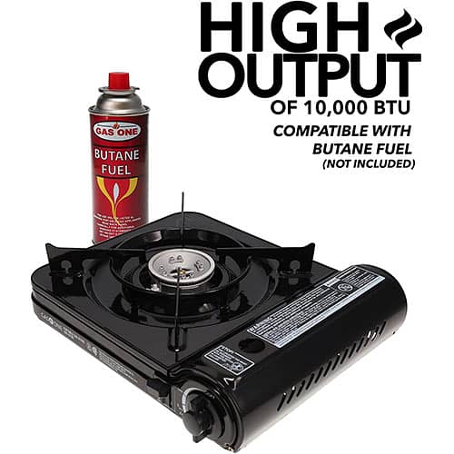 Portable Butane Gas Stove with Carrying Case Black with refill free 0