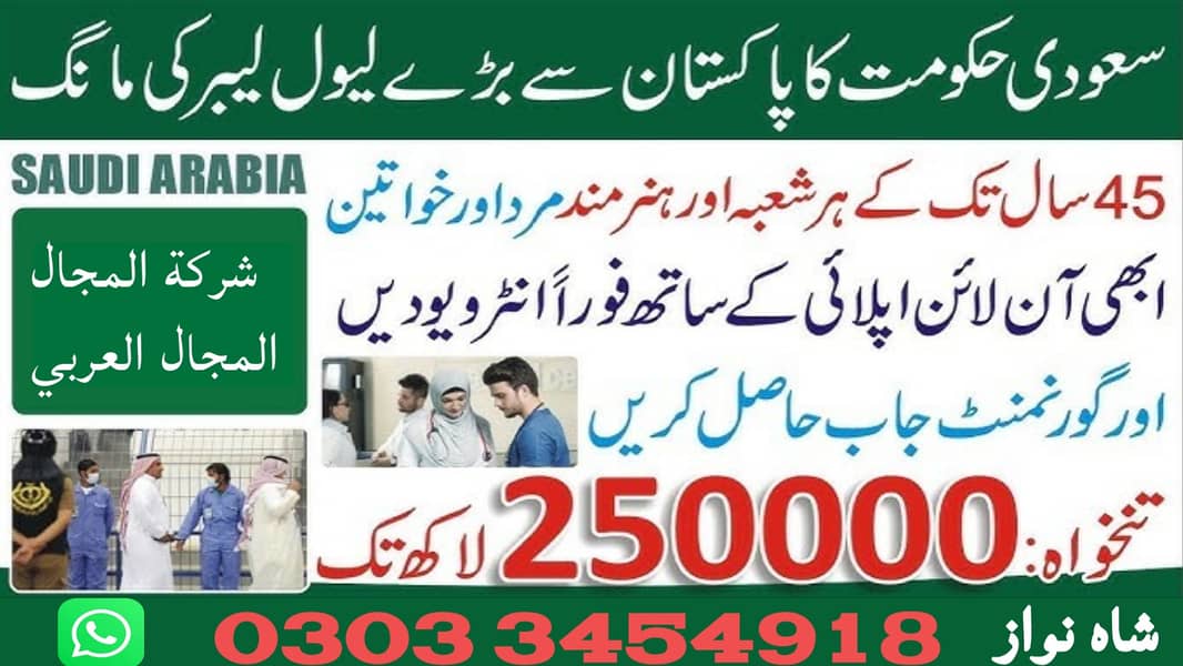 Saudi Arabia Job Male & females / Jobs in Saudia 0