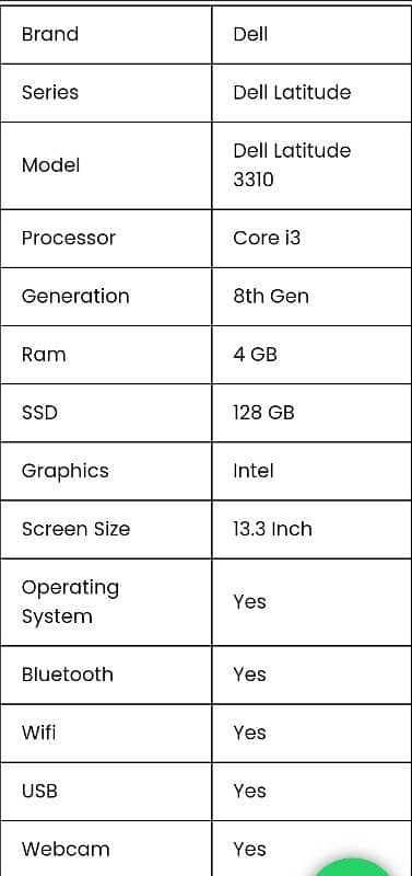 Dell latitude 3310 13 8th genration Laptop 4/128 2