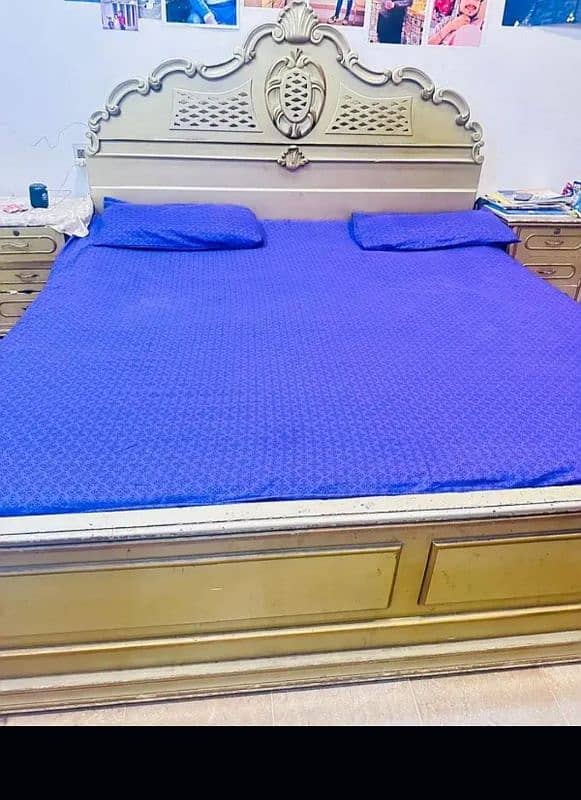 Bed with mattress side tables and dressing for sale 0