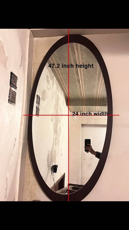 oval shaped long mirror. 0