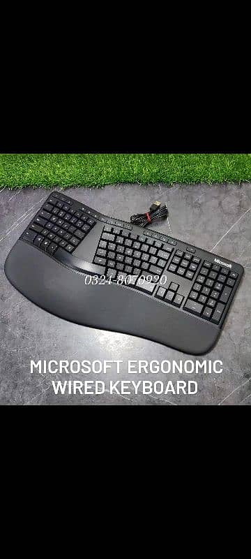 Microsoft Ergonomic Curved Wired Keyboard Comfortable Palm rest Soft 2 1