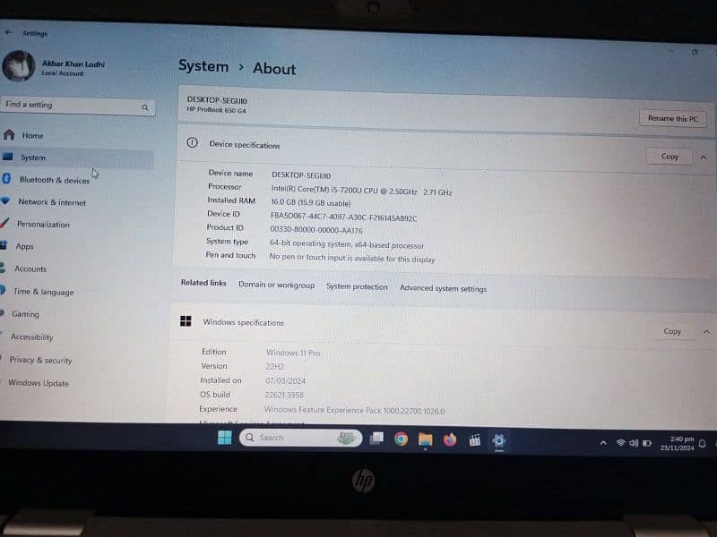 HP ProBook 650 G4 i5 7th Generation 5