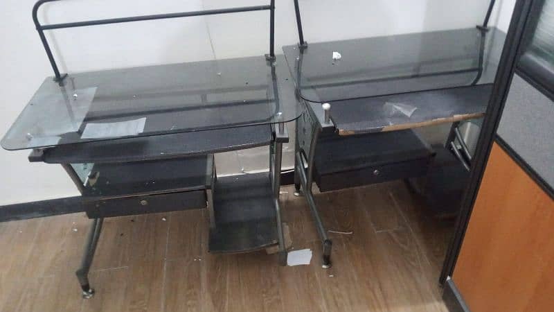 2x Metal and Heavy Gauge Computer Tables 1