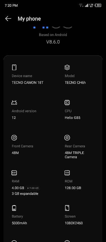 Tacno camon 18T 4+3 128GB touch tota howa hai but working 100 prcnt 0