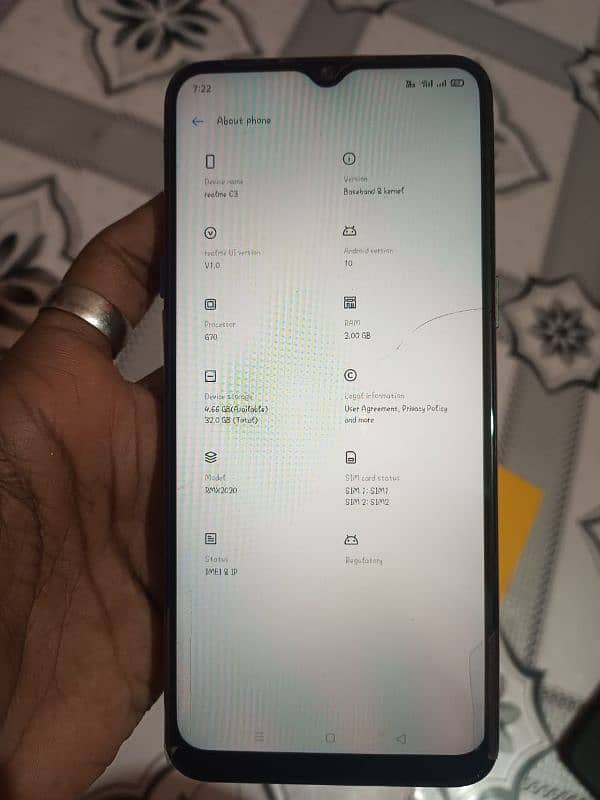 realme c3 3gb 32gb box sirf halka sa bal cerk haiour back dokan cheng 6