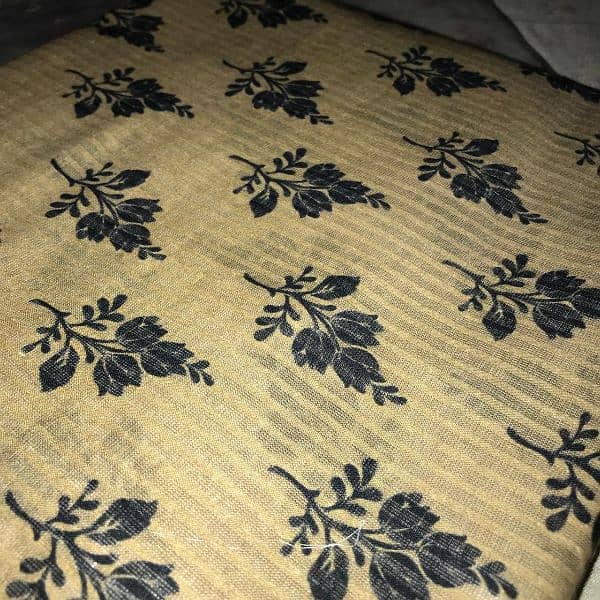 2pcs unstitched women's suit earthy brown with  floral pattern 0