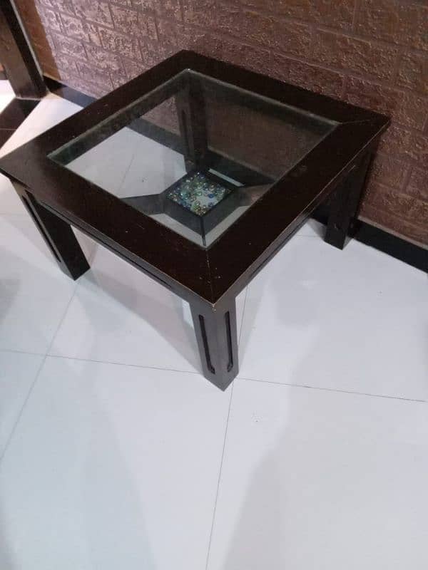 wooden center table with side tables 0