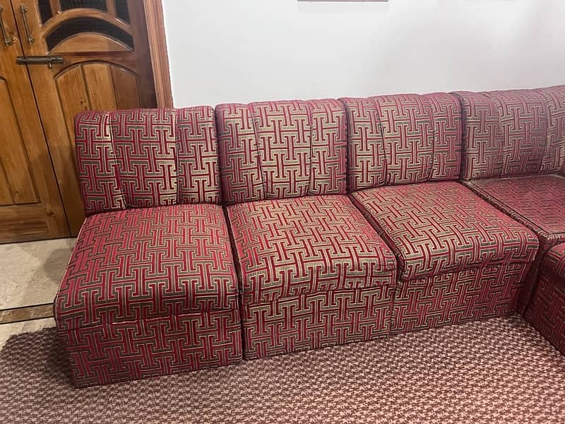 Maroon color L Shaped sofa set 7