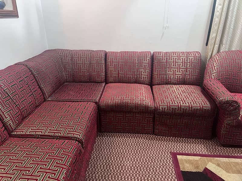 Maroon color L Shaped sofa set 8