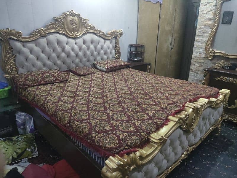 bed set with side tables dressing table and wardrobe and long mirror 0