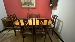 wooden dinning table with 6 chairs