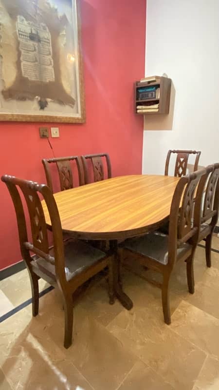 wooden dinning table with 6 chairs 3