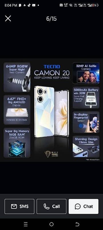 tecno camon20 8/256 full box 2