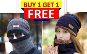 fabric wool cap with neck warmer