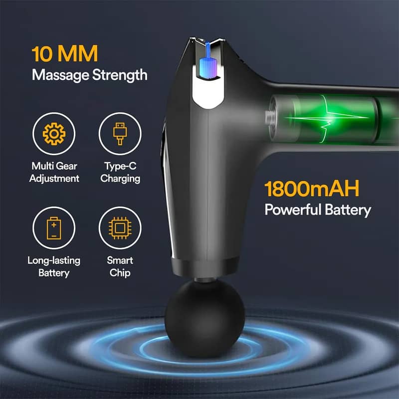 Blueidea Massager Gun Pro Deep Tissue Therapy Pain Relief Recharge 4