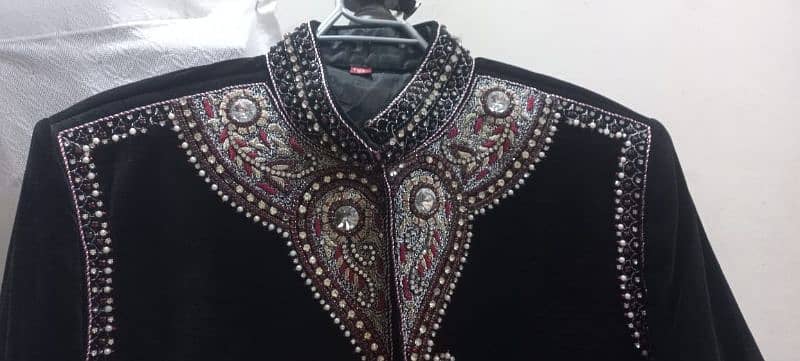 groom Sherwani only one time use soft valvet black 5