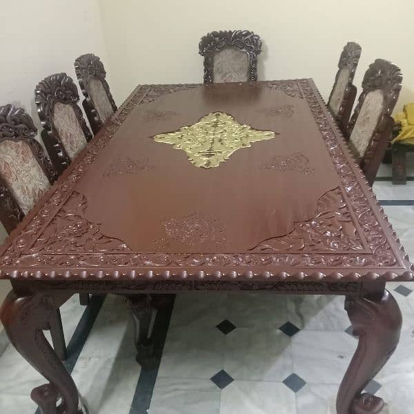 8seater chinyoti dining table hand work 0