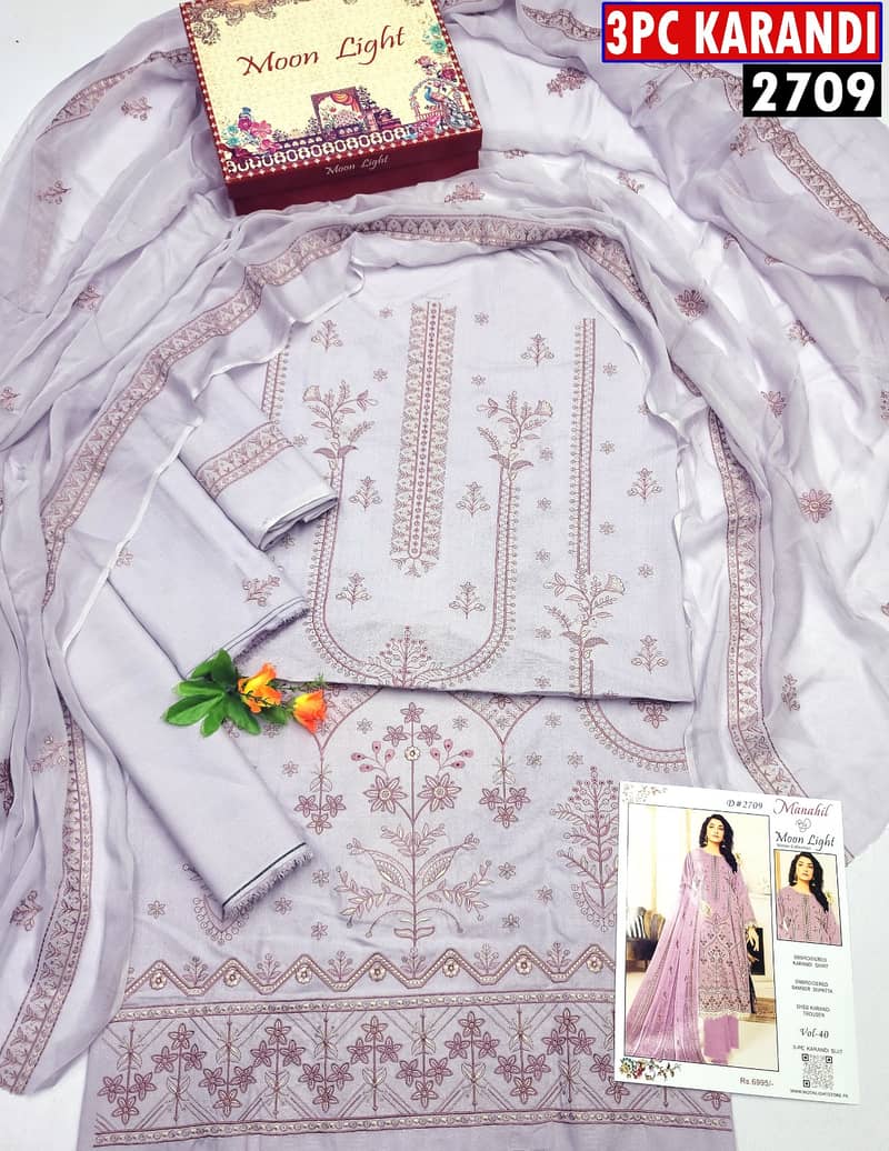 Moonlight 3-Piece Karandi Embroidered Designer Collection Vol-11 1