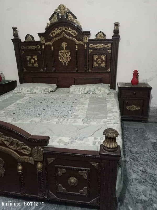 Bed with side tables set and dressing mirror with mattress 3